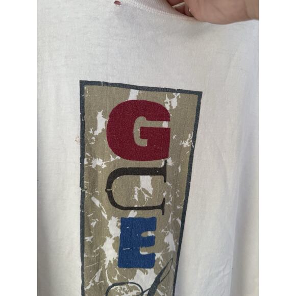 Vintage 90s GUESS Jeans USA Graphic T Shirt White Streetwear Tee Large - Picture 4 of 7